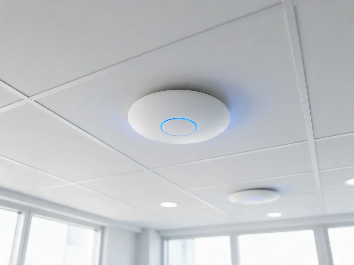 Punto de acceso WiFi y cámara instalados en oficina