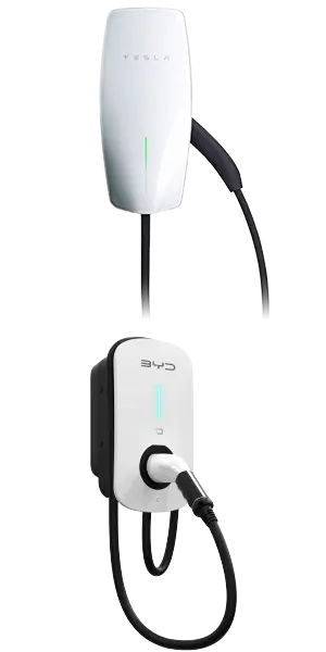 Cargador de pared Tesla Wall Connector y cargador de pared BYD